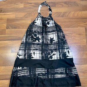 Jessica Simpson Black‎ White Snap Halter Fit & Flare Dress Lined In Pink Size 10